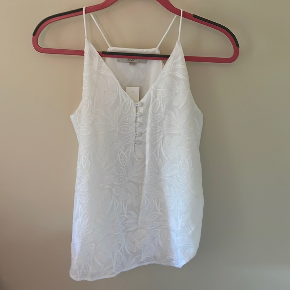 LOFT Embroidered Button Blouse